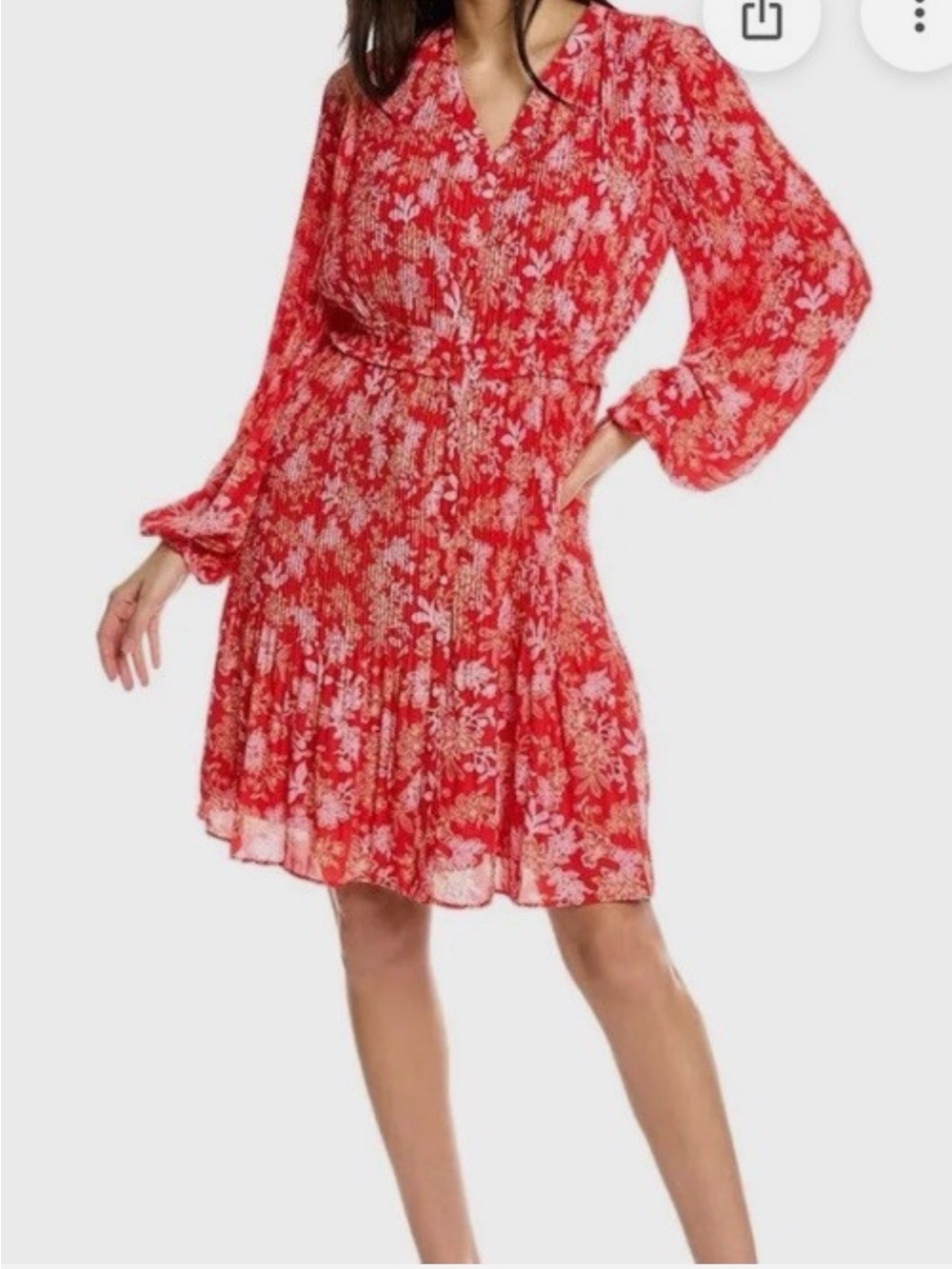 NANETTE LEPORE
Long Sleeve Floral Pleated Mini Dress Saffron XL NWT